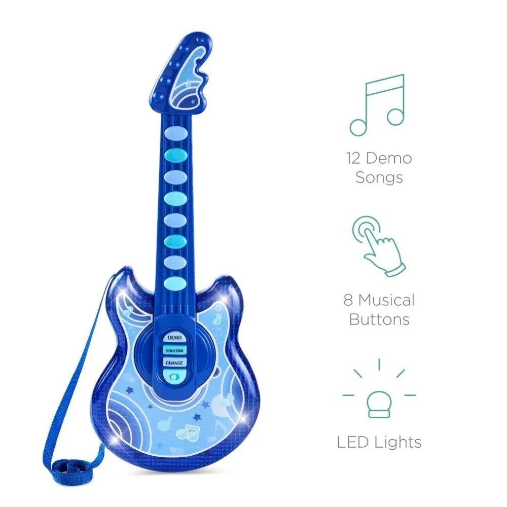 19-Inch Kids Electric Toy Guitar with Microphone and Stand Blue
